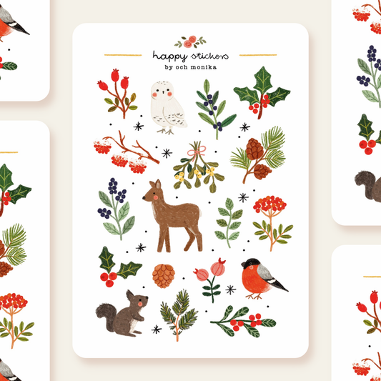 Planche de stickers - Nature hivernale