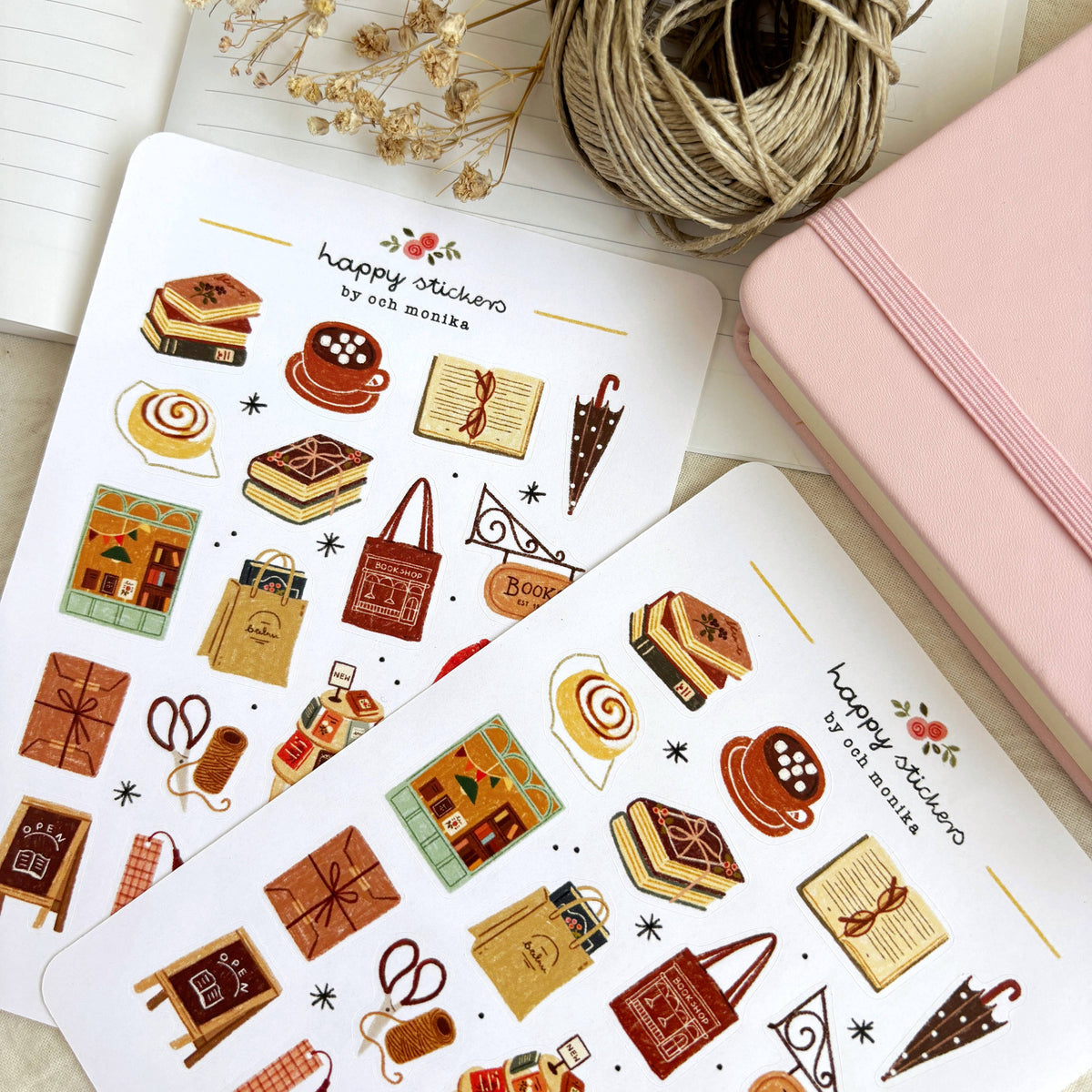 Planche de stickers - Librairie pluvieuse