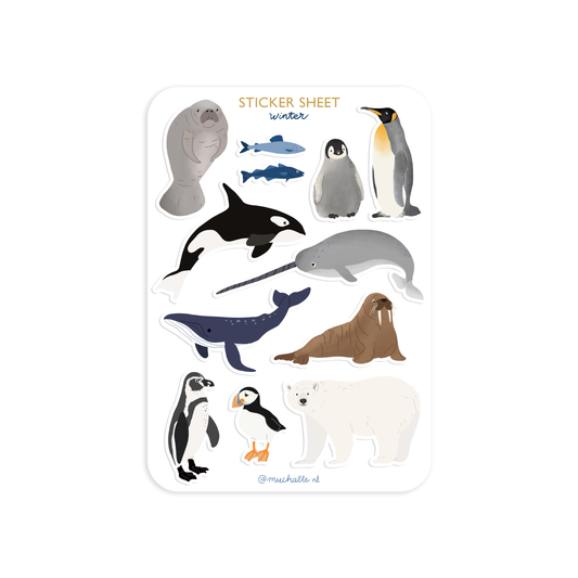 Planche de stickers - Animaux d'Hiver