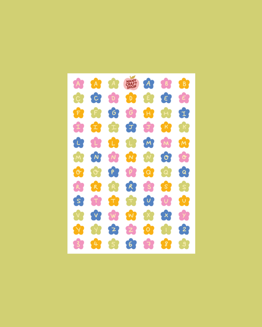 Planche de stickers -  Alphabet fleurs