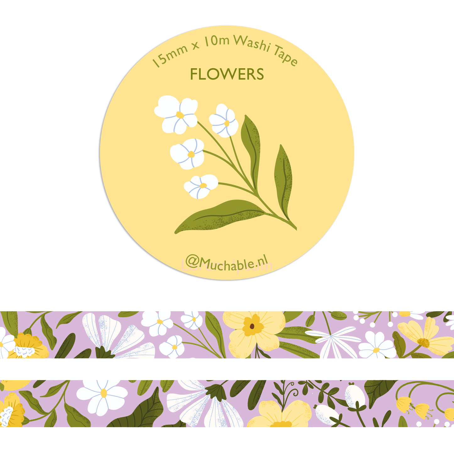 Washi Tape - Fleurs jaunes de printemps
