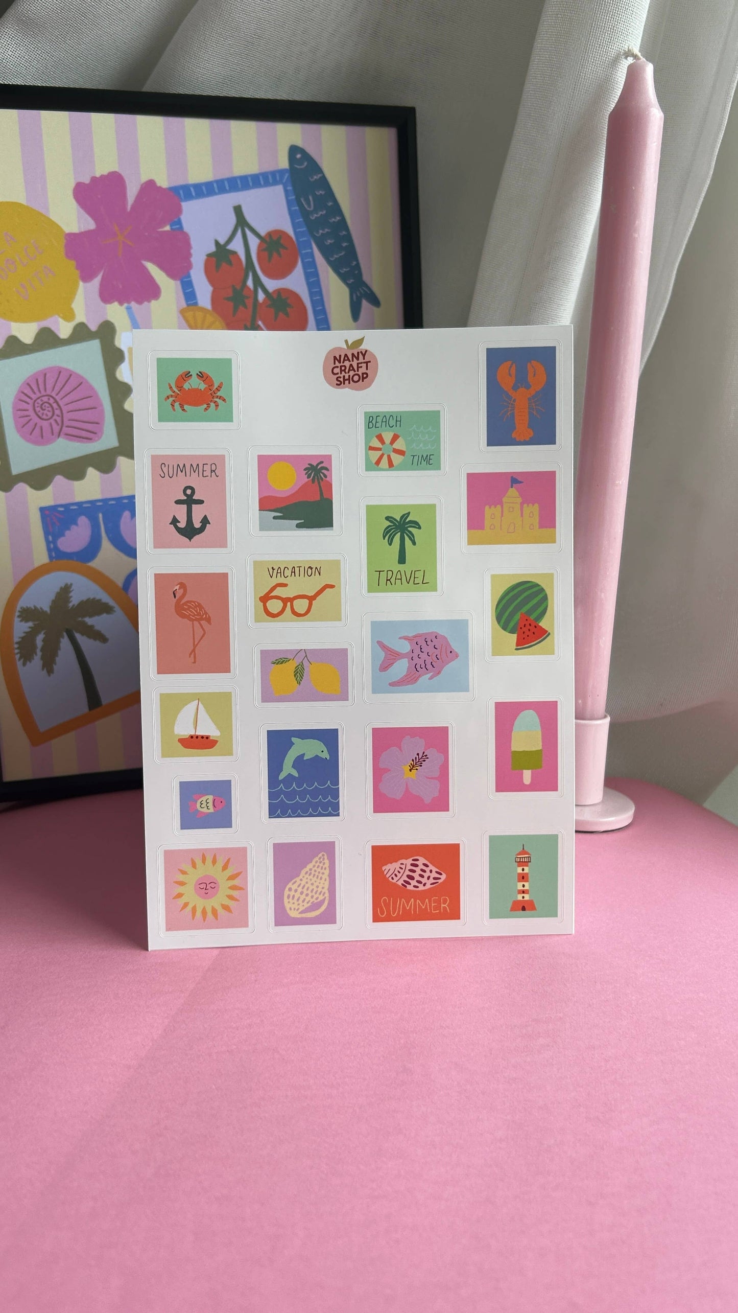 Planche de stickers - Timbres d'été