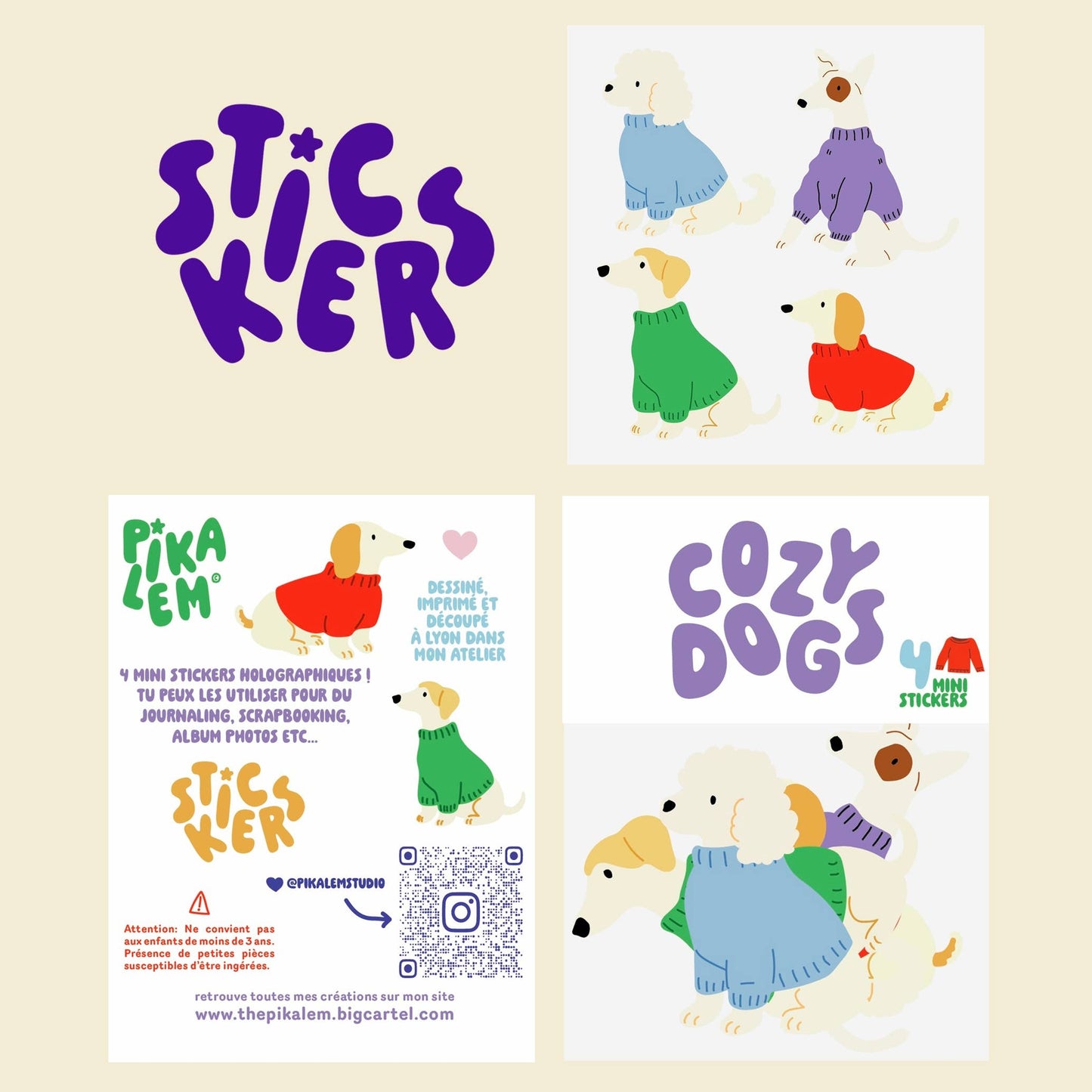 Lot de stickers - Cozy Dogs