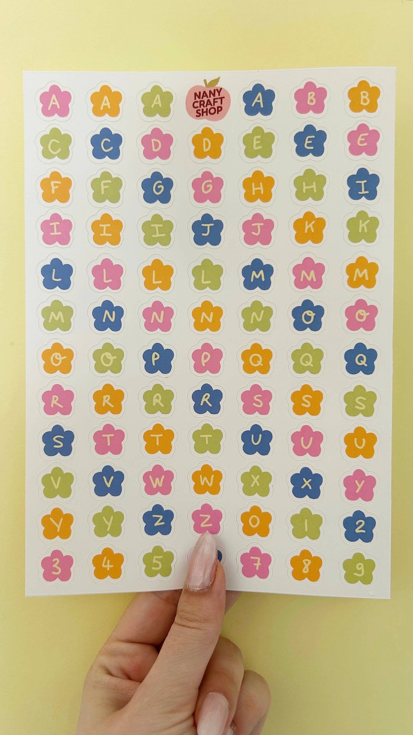 Planche de stickers -  Alphabet fleurs