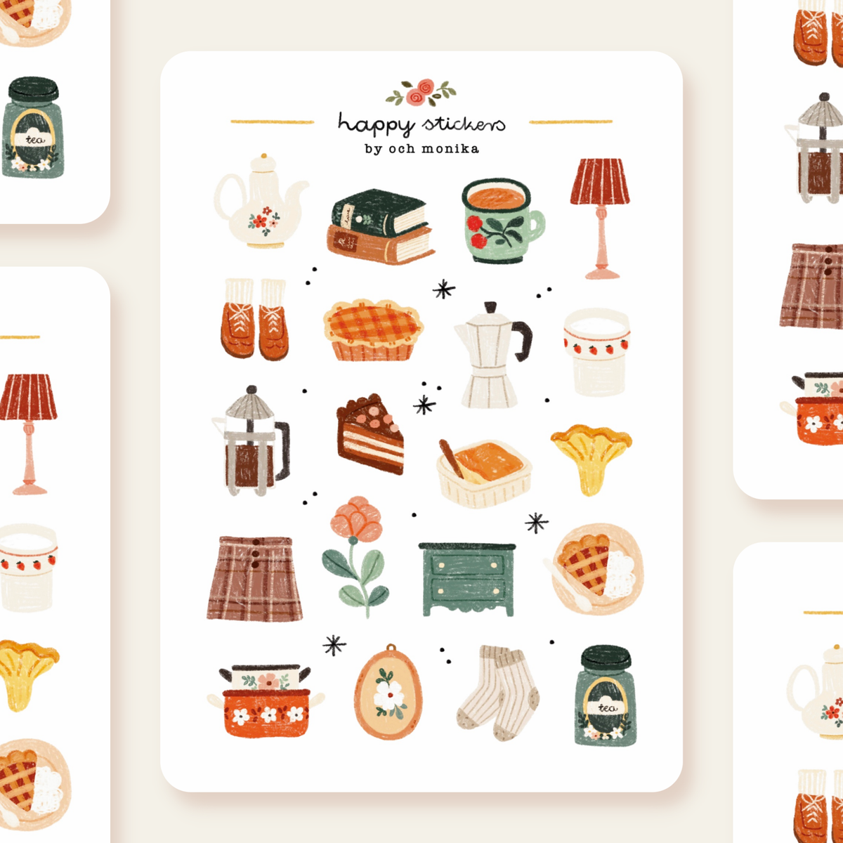 Planche de stickers - Moment cocooning à la maison