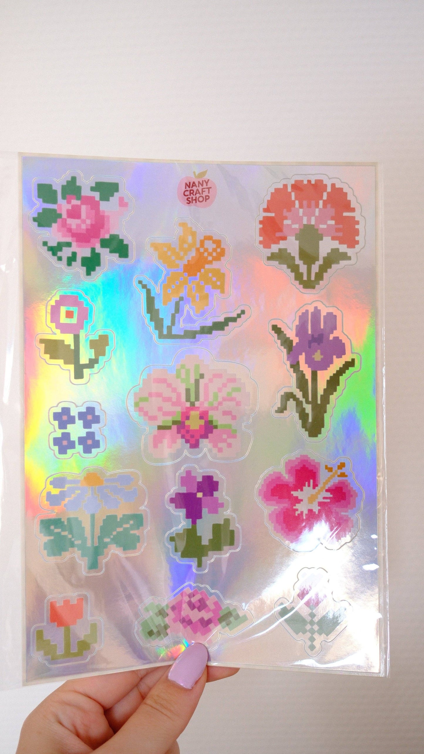 Planche de stickers - Fleurs Holographiques