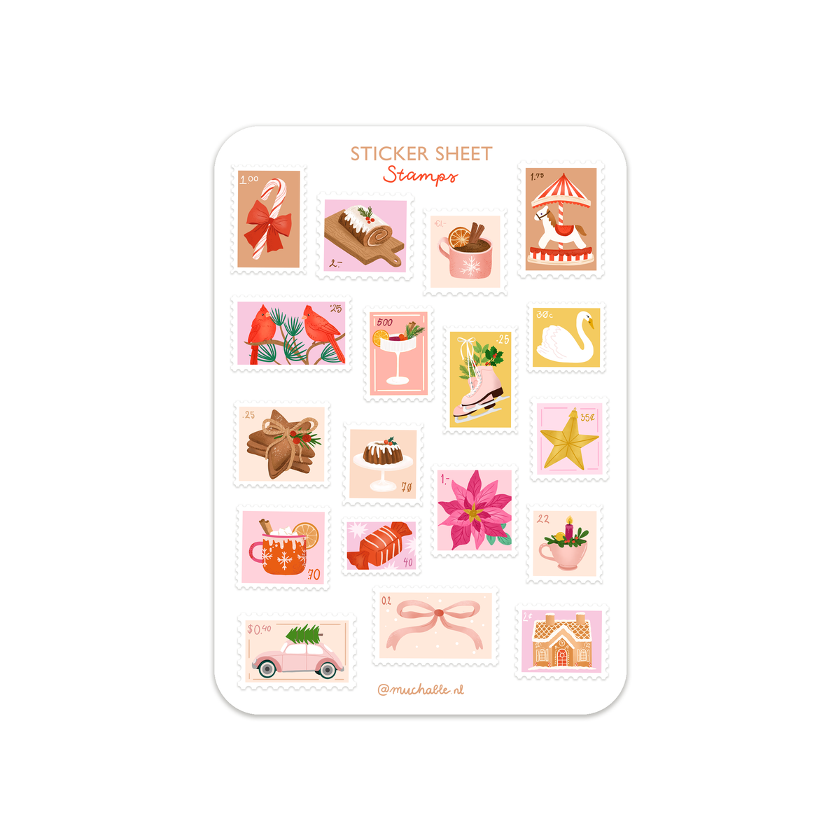 Planche de stickers - Timbres de Noël