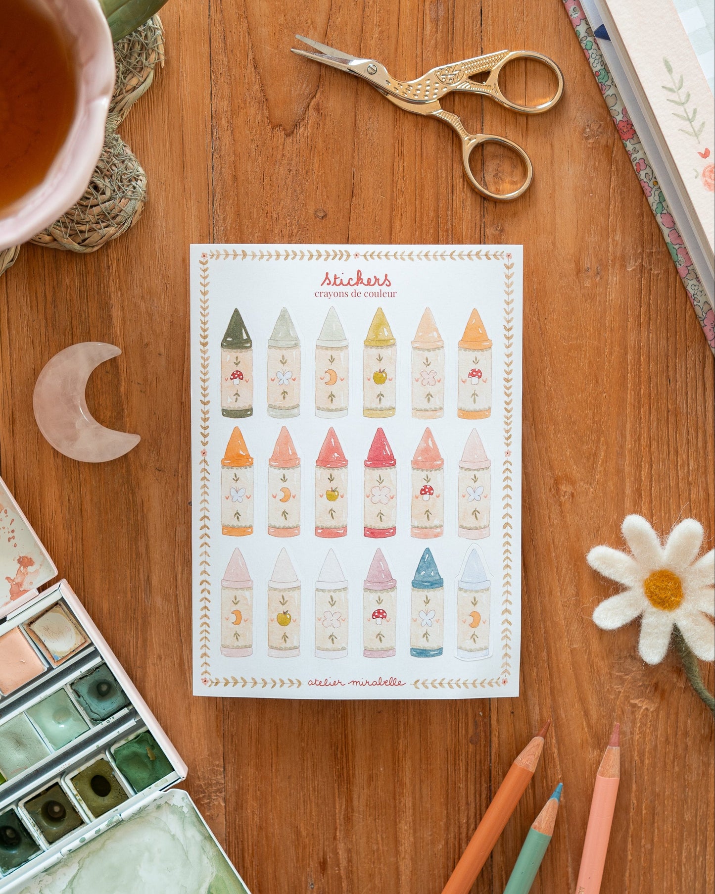 Planche de stickers - Crayons de Couleur