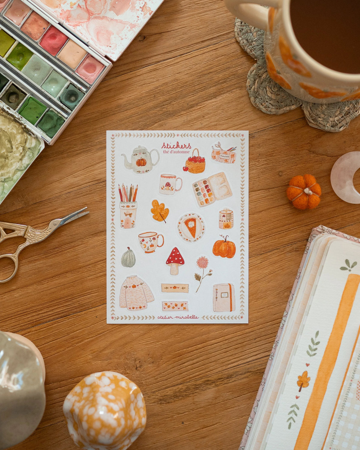 Planche de stickers - Thé d'automne