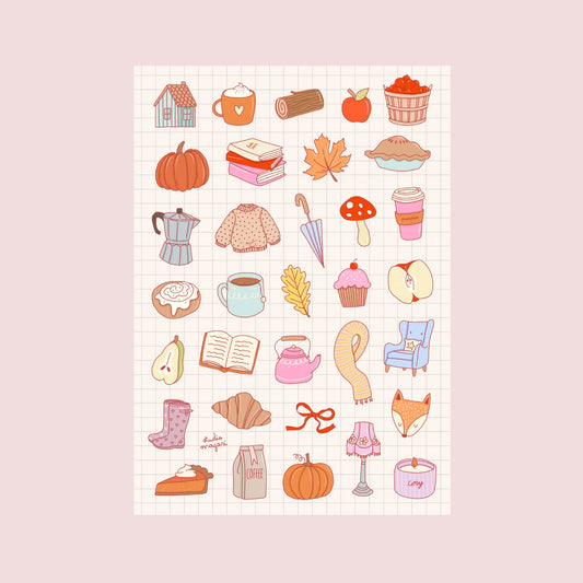 Planche de stickers - Automne Girly