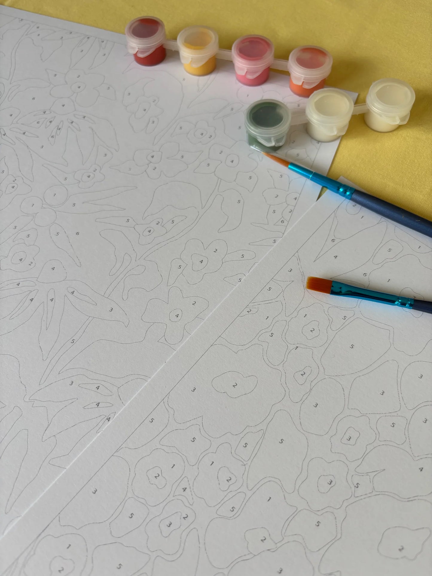 Peinture sur numéros - Papiers fleuris