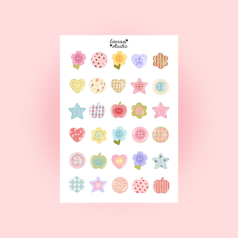 Planche de stickers - Boutons féériques