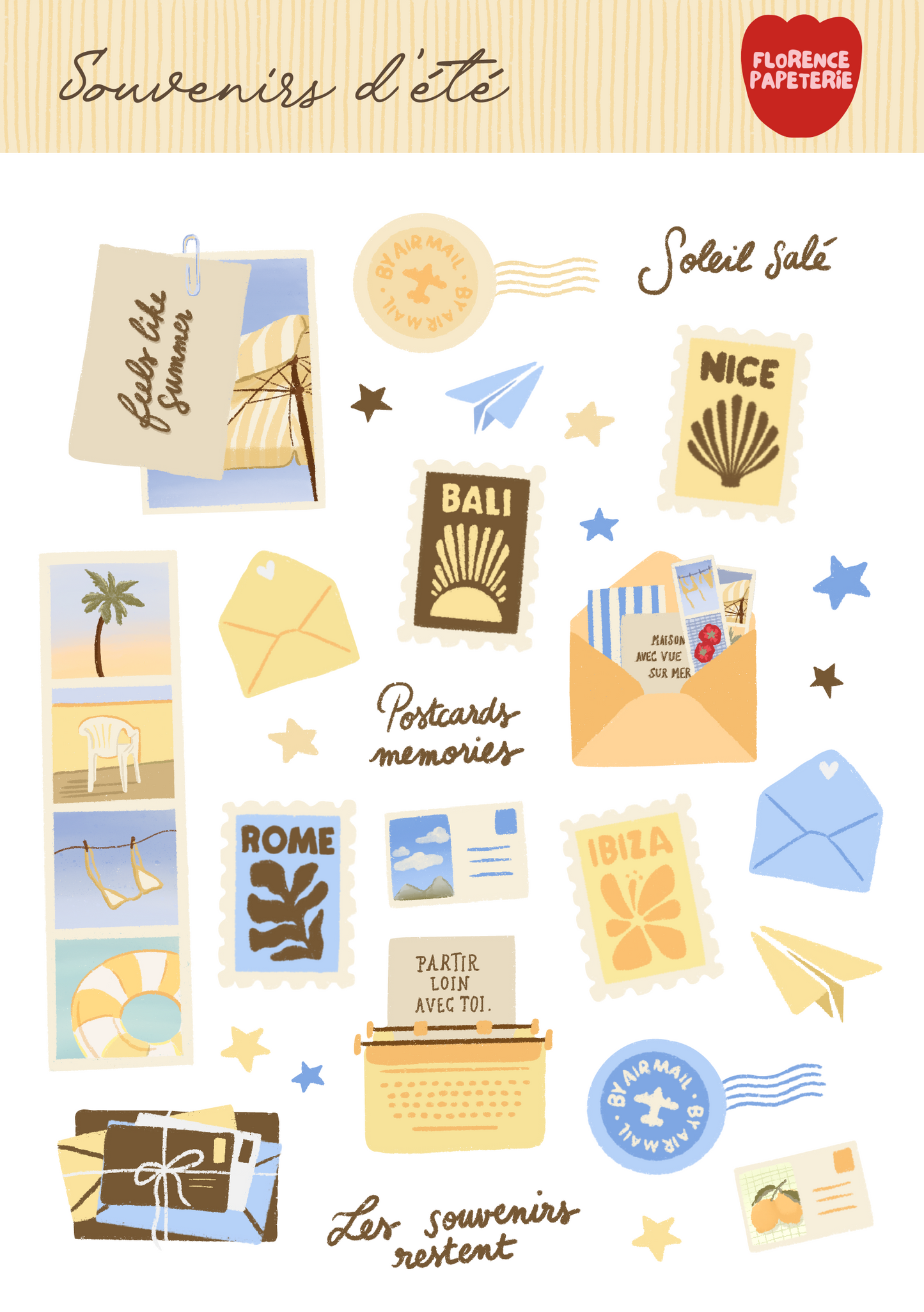 Planche de stickers - Souvenirs d'été