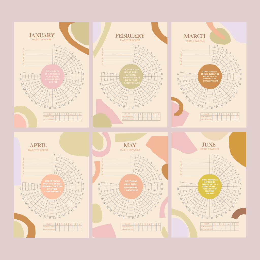 Habit Tracker 12 mois - Pastel Organic