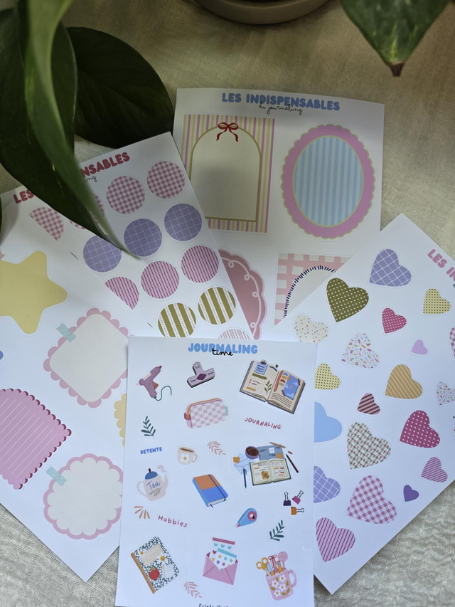 Pack de 5 planches de stickers - Les indispensables du journaling