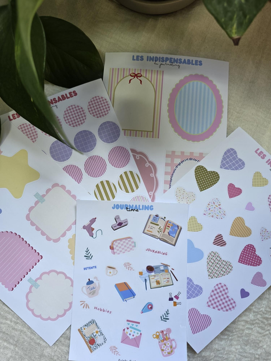 Pack de 5 planches de stickers - Les indispensables du journaling