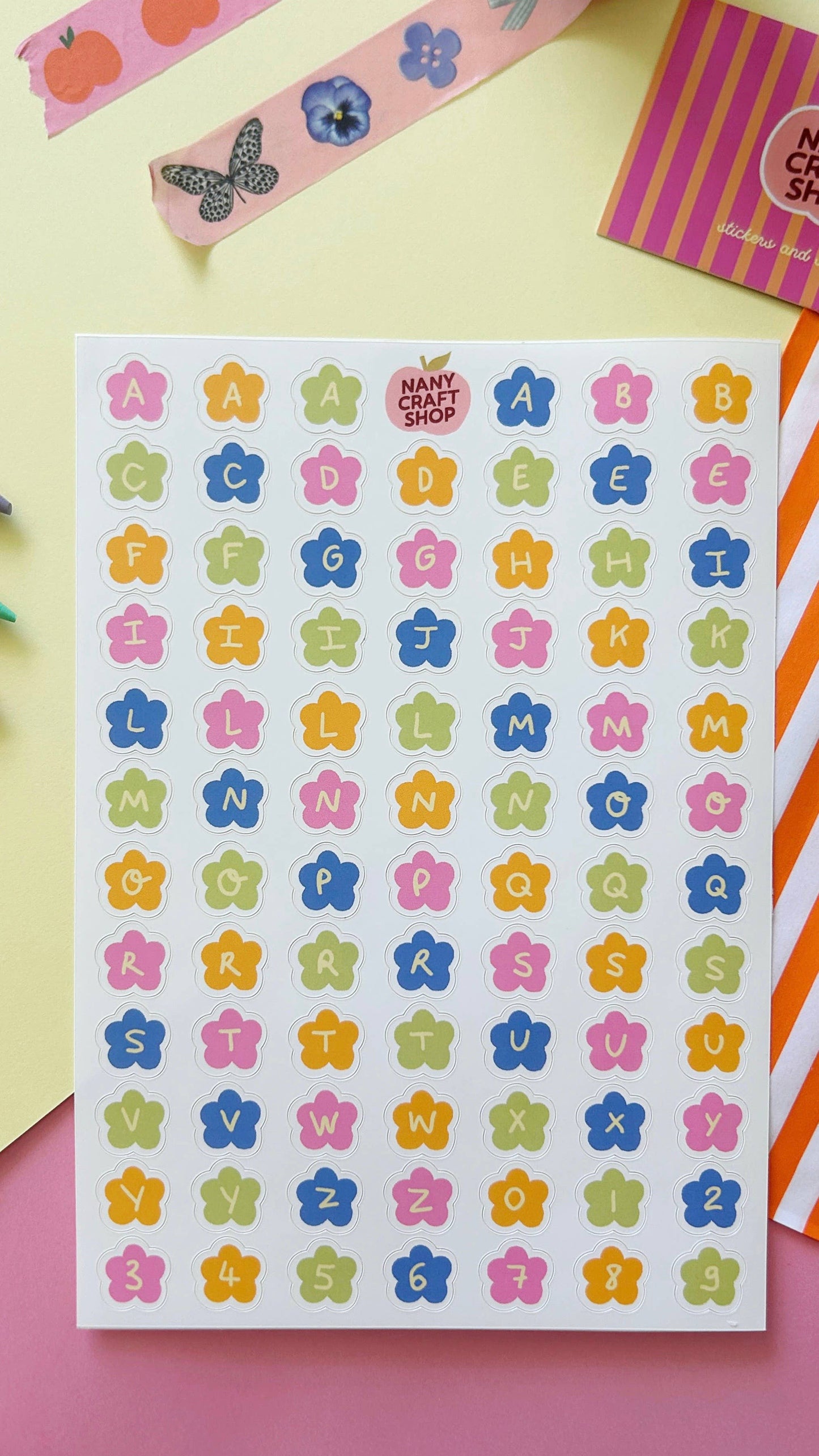 Planche de stickers -  Alphabet fleurs