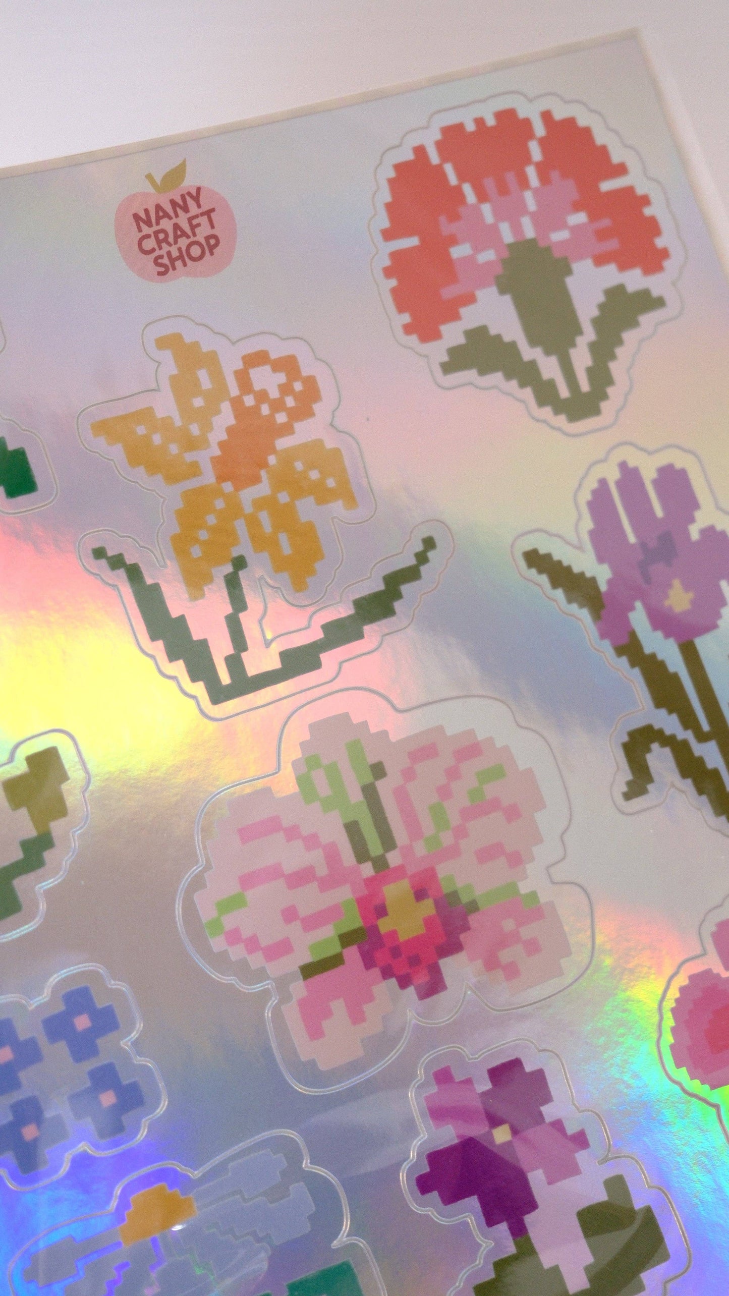 Planche de stickers - Fleurs Holographiques