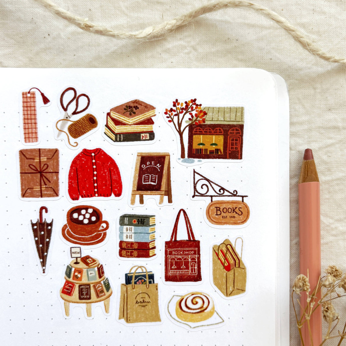 Planche de stickers - Librairie pluvieuse