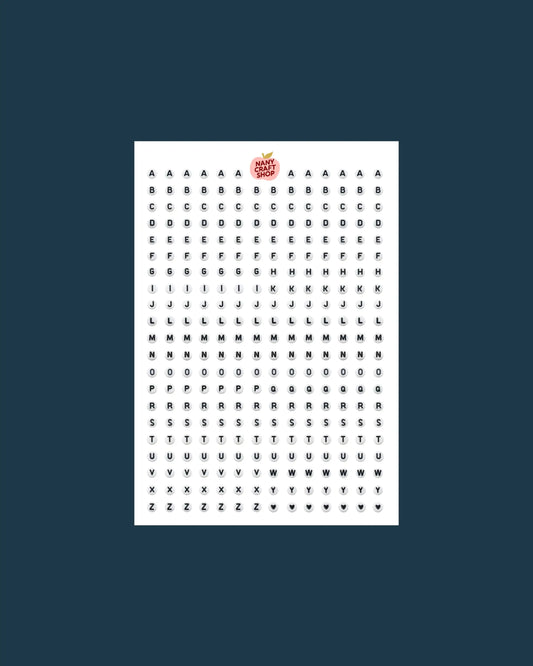 Planche de stickers - Alphabet perle