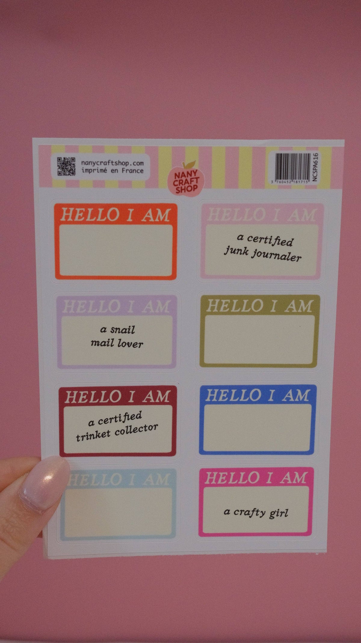 Planche de stickers - Hello I Am