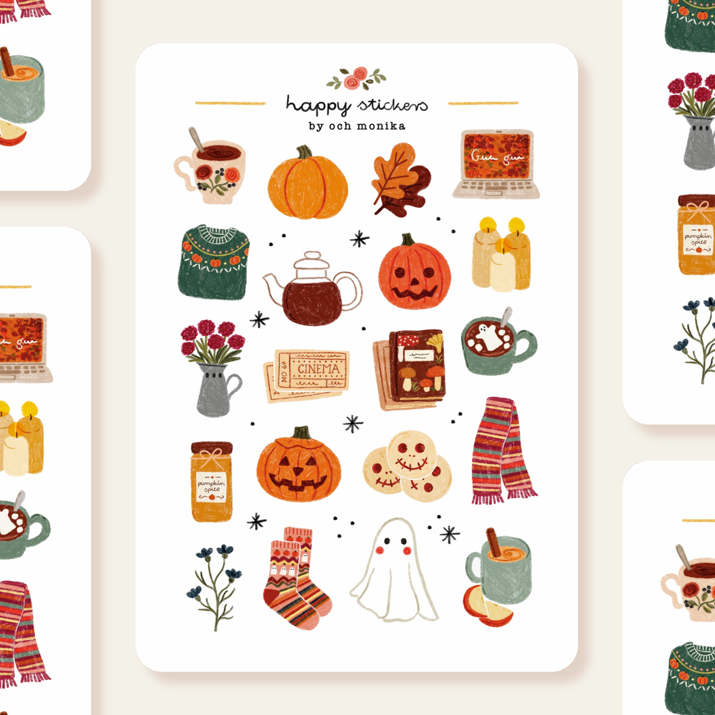Planche de stickers - Halloween Cosy