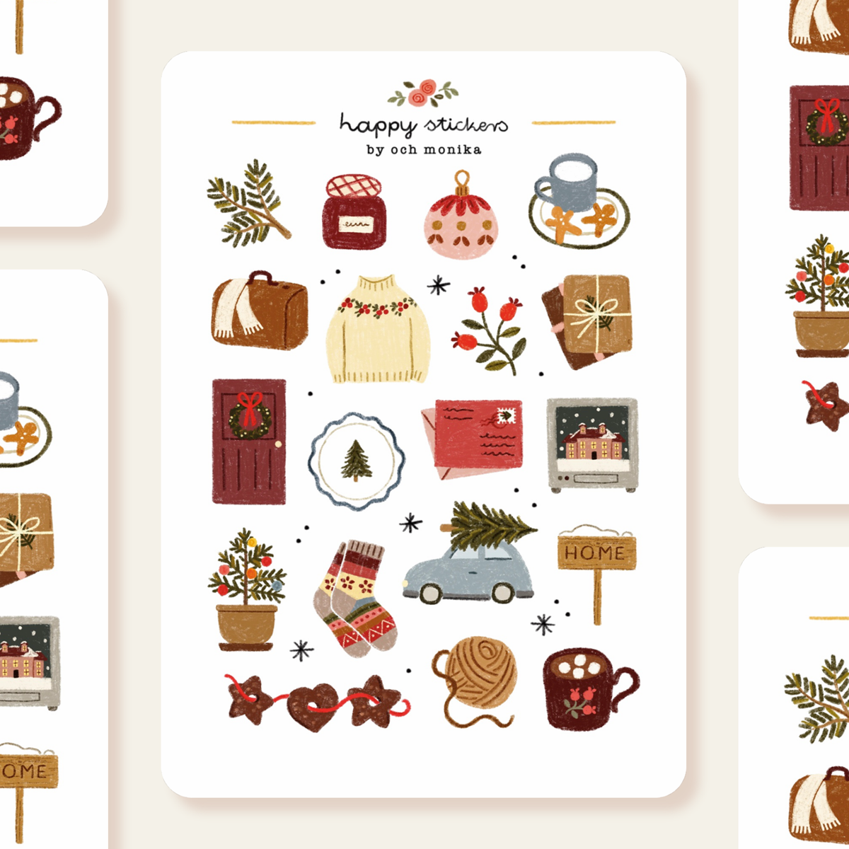 Planche de stickers - Retour à la maison pour Noël