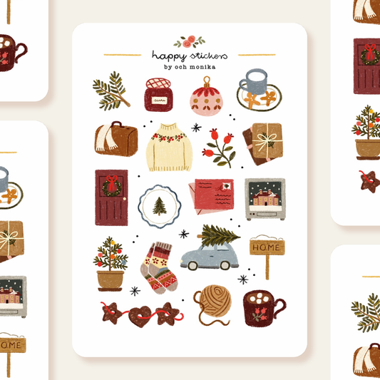 Planche de stickers - Retour à la maison pour Noël