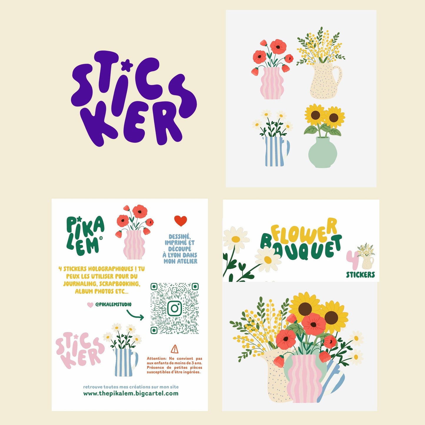 Lot de stickers - Flower Bouquet