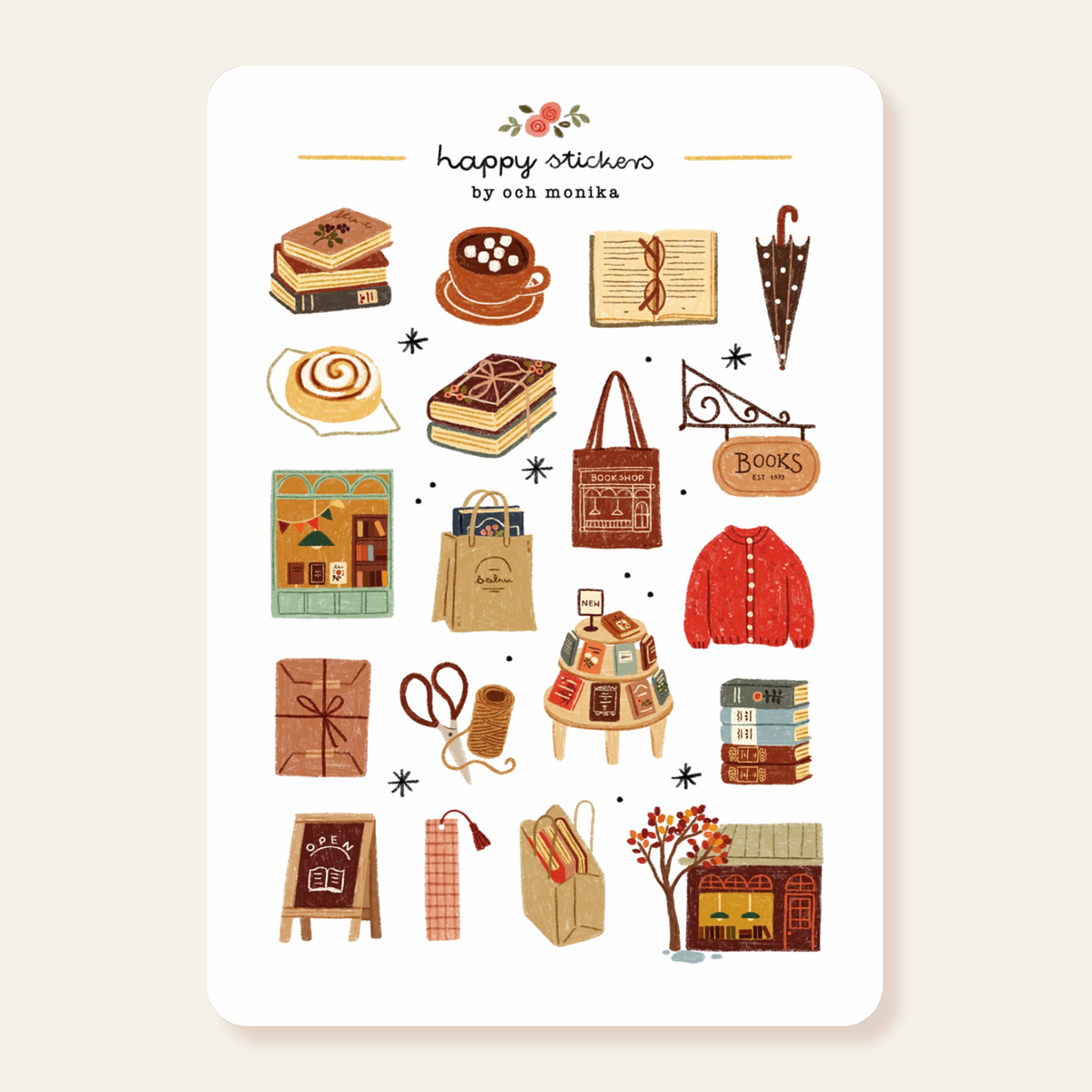 Planche de stickers - Librairie pluvieuse