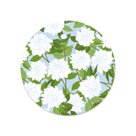 Sticker rond - Fleurs blanches