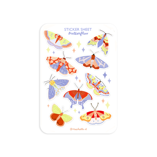 Planche de stickers - Papillons colorés