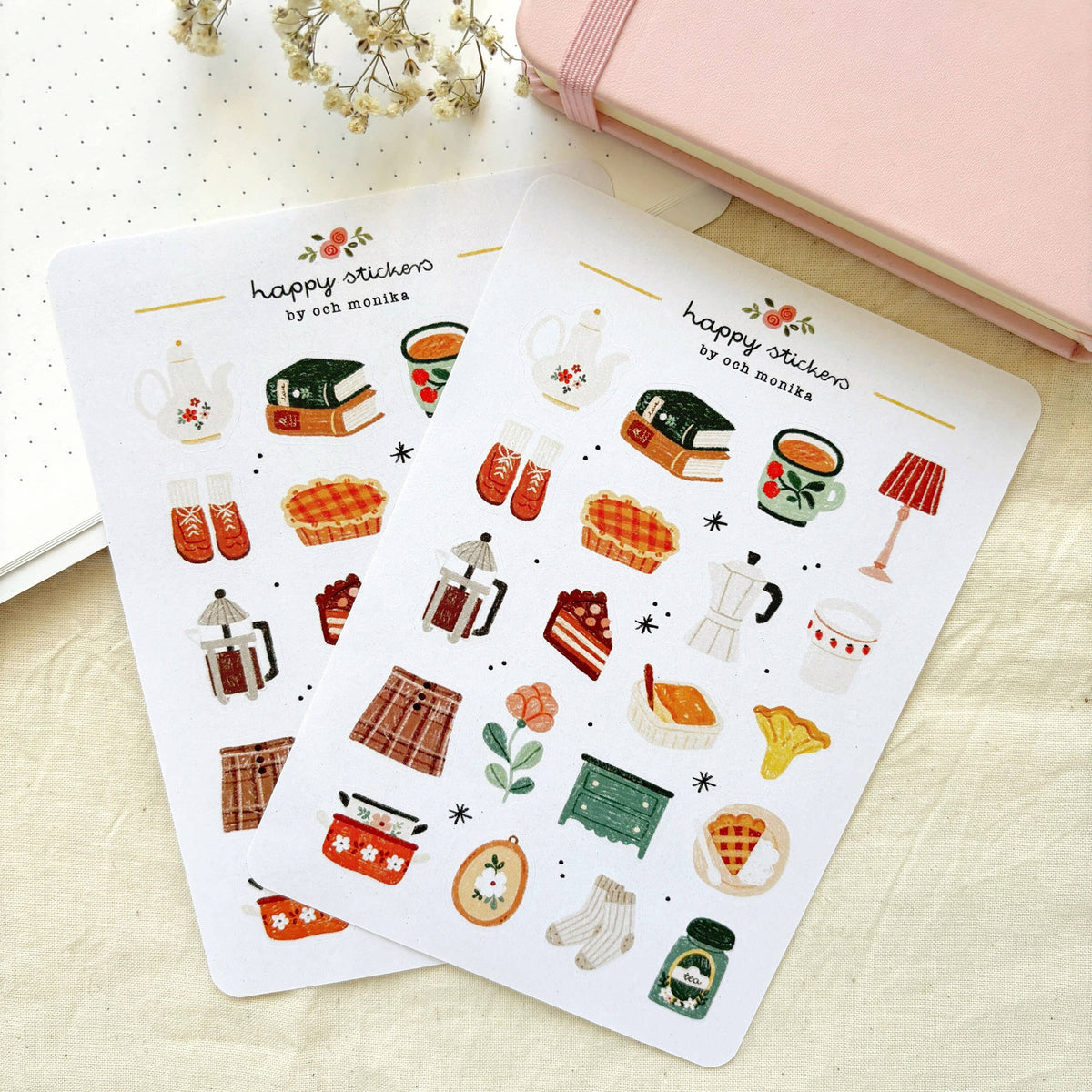 Planche de stickers - Moment cocooning à la maison