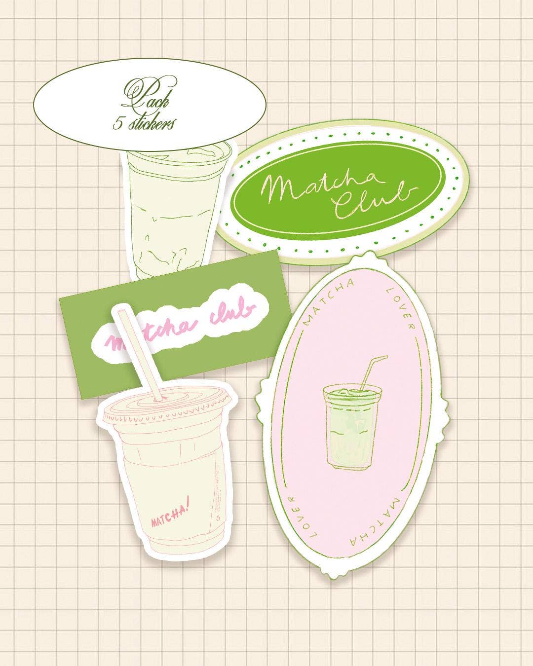 Lot de stickers - Matcha girl