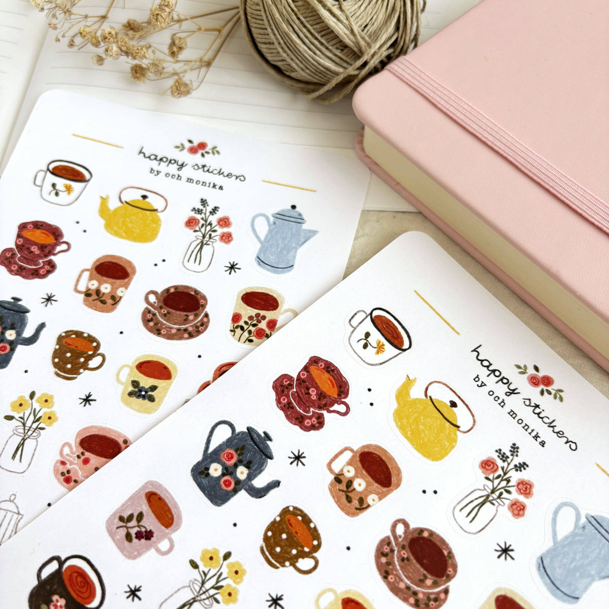 Planche de stickers - Petites tasses à thé