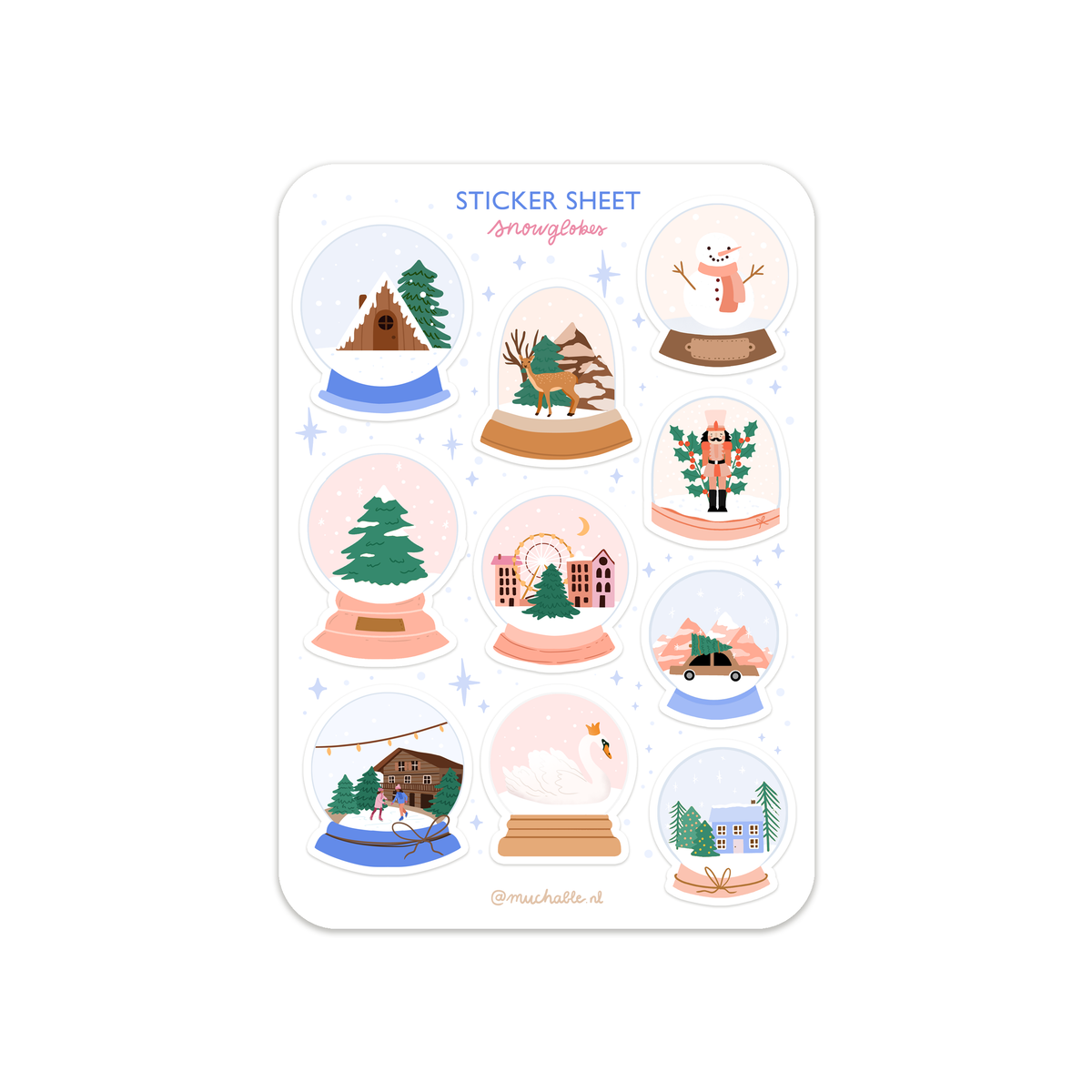 Planche de stickers - Boules de neige de Noël