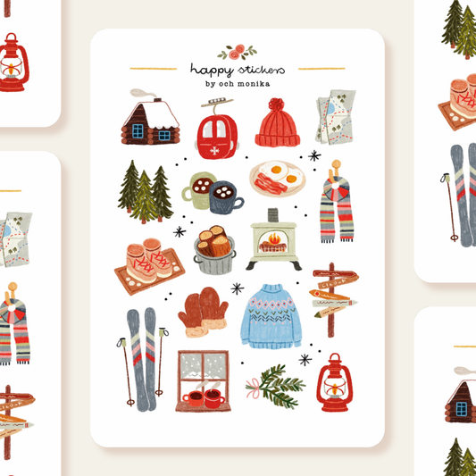 Planche de stickers - Pentes enneigées