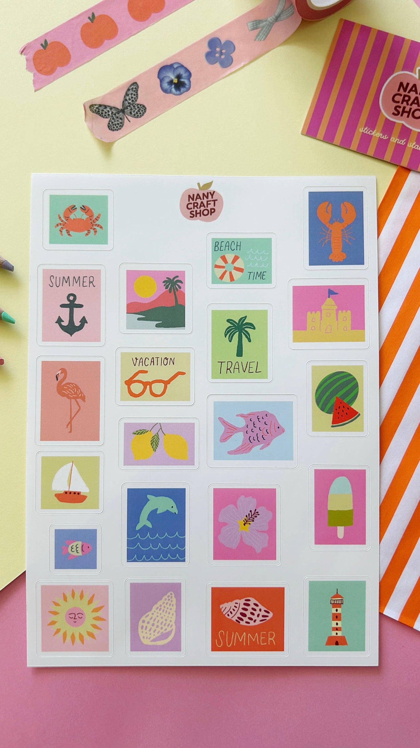 Planche de stickers - Timbres d'été