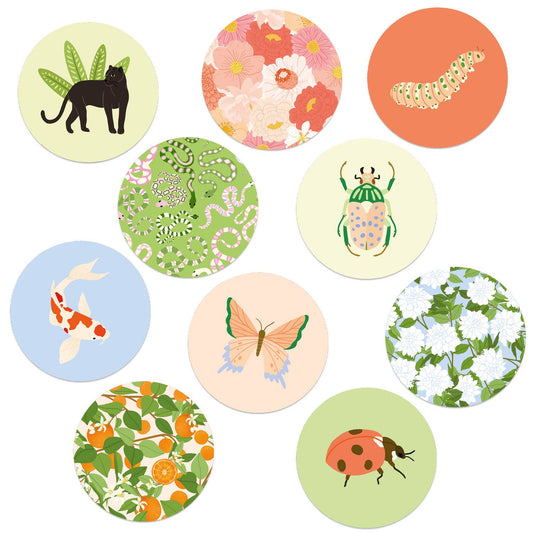 Lot de 10 stickers ronds - Insectes