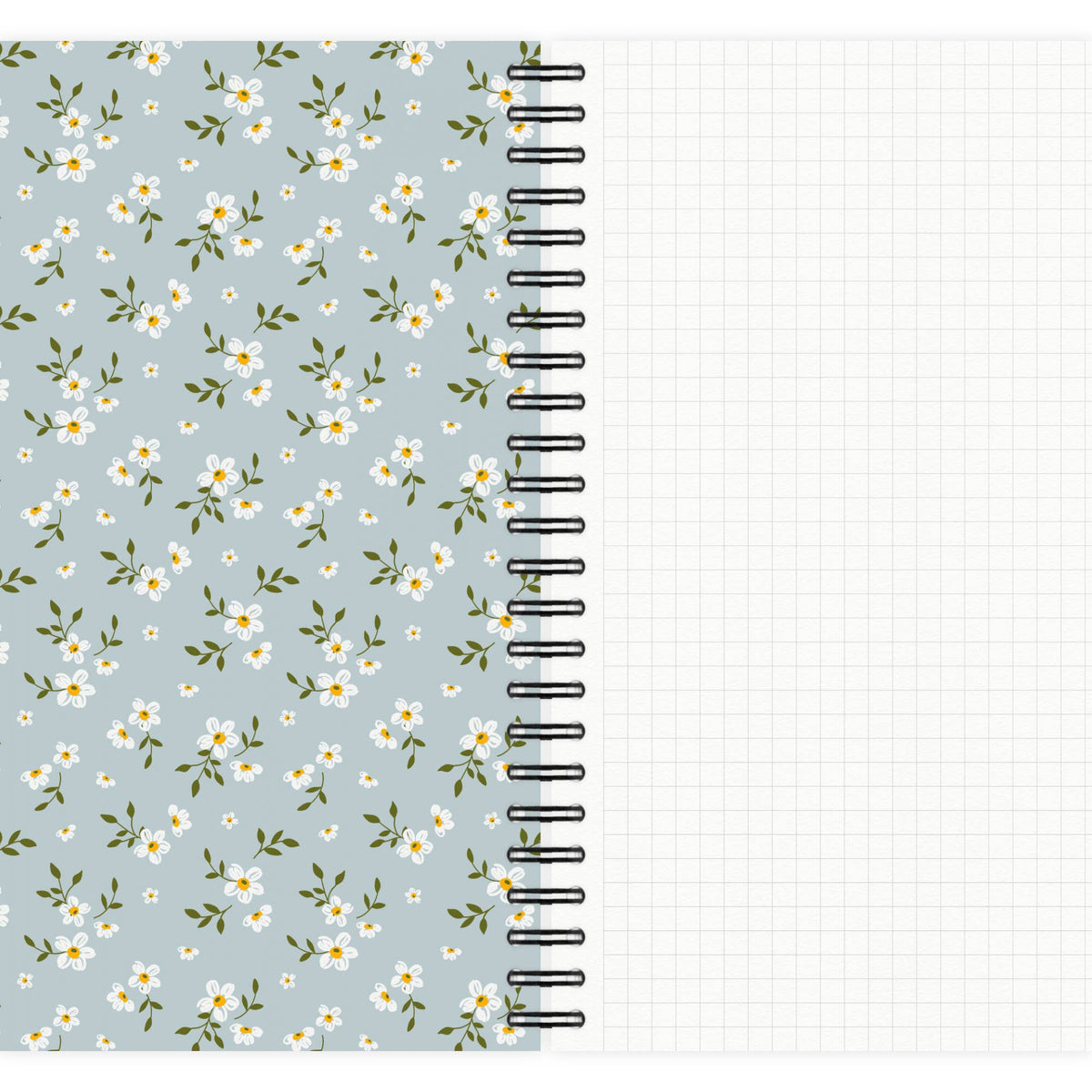 Carnet à spirale ligné - Floral bohème bleu