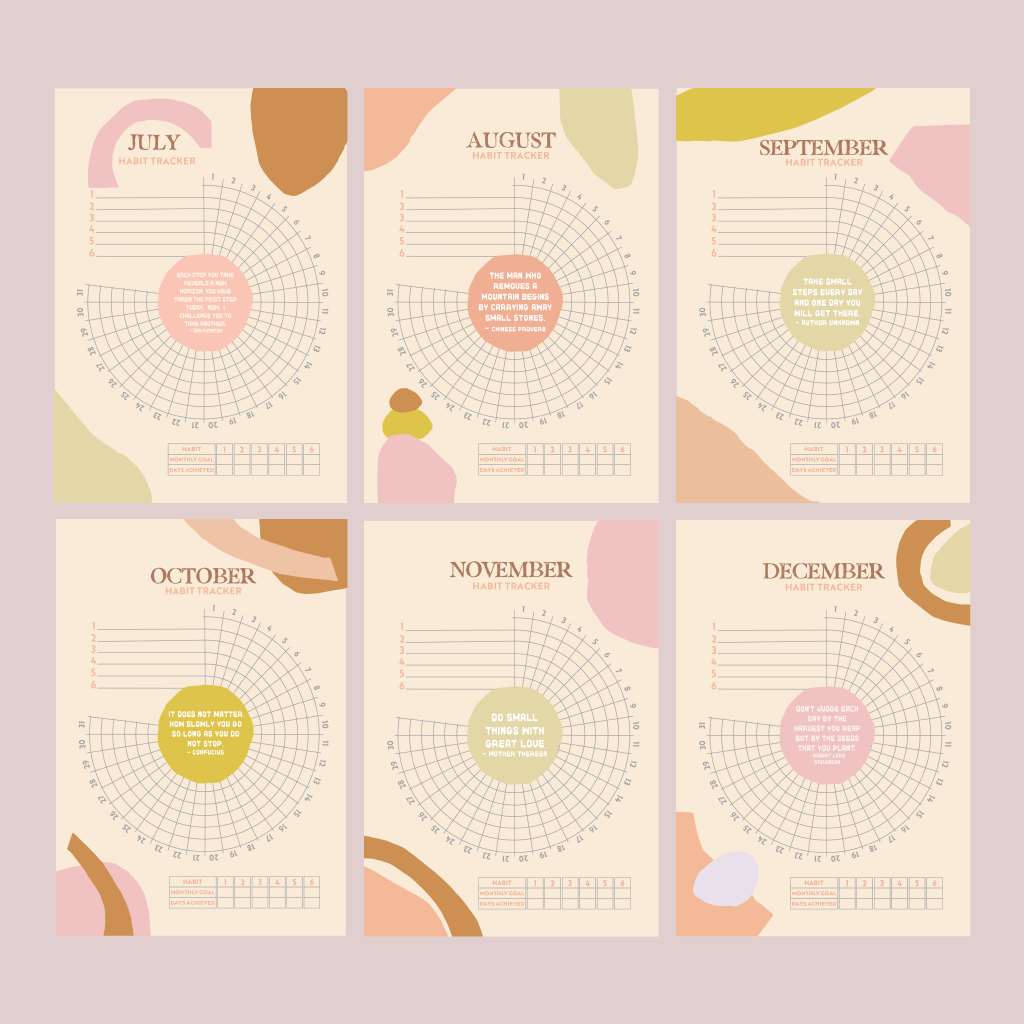 Habit Tracker 12 mois - Pastel Organic