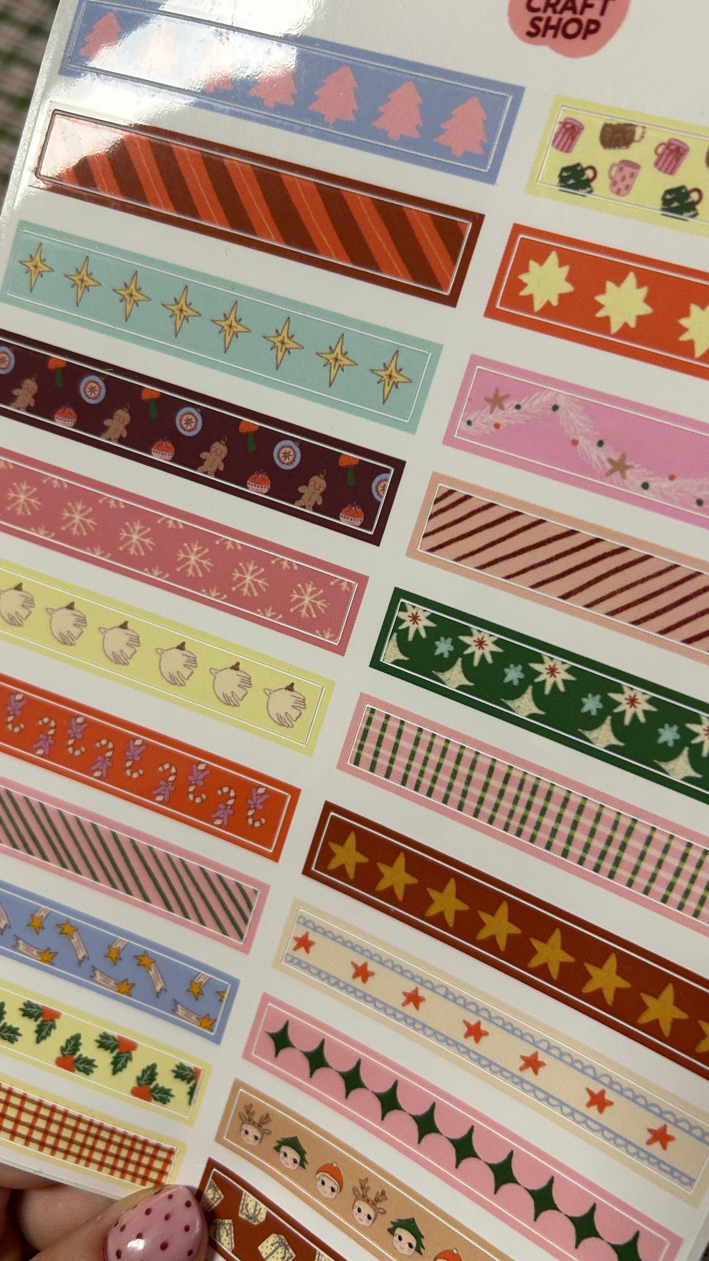Planche de stickers - Washi tape Noël