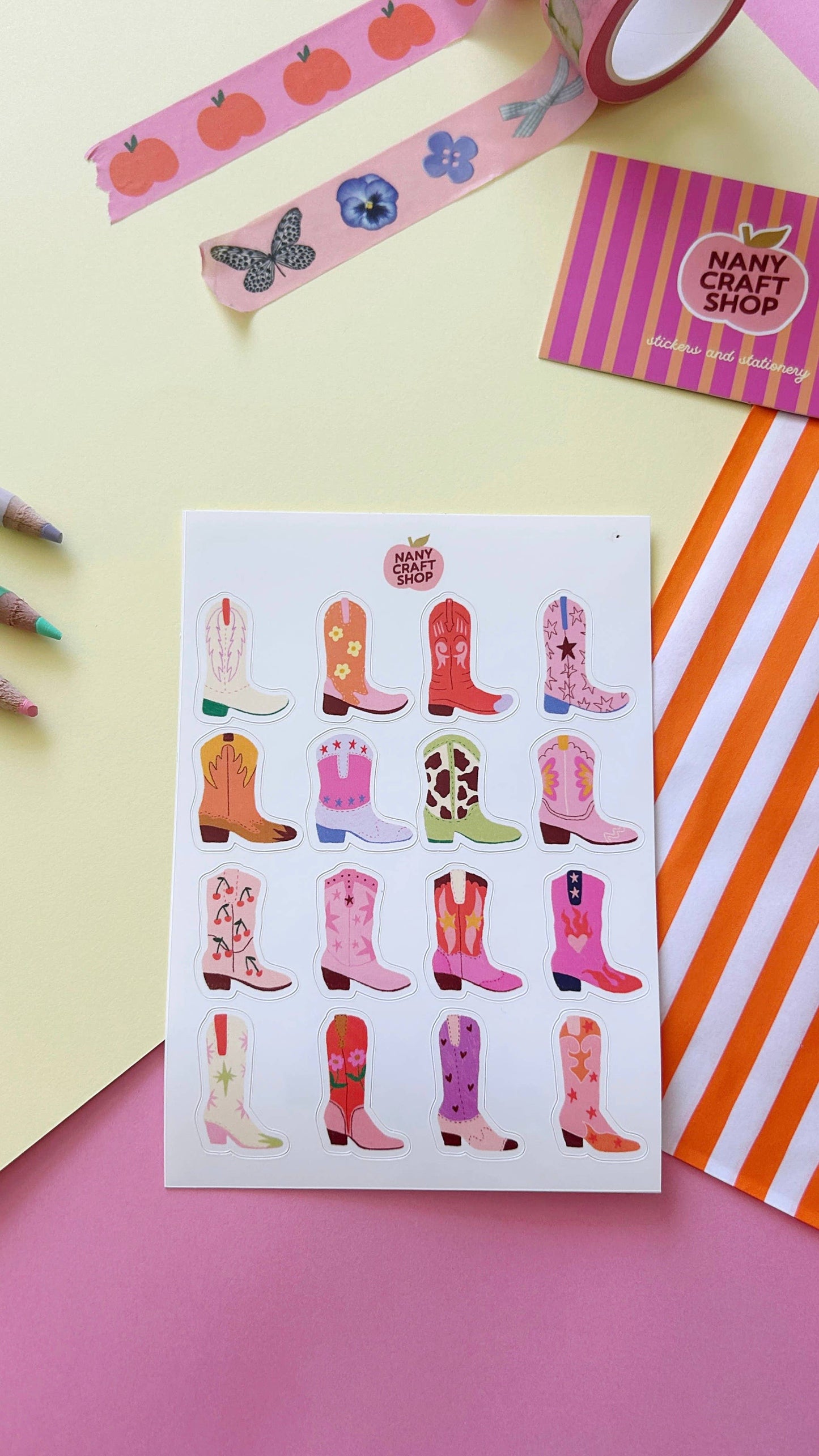 Planche de stickers - Bottes cowboy