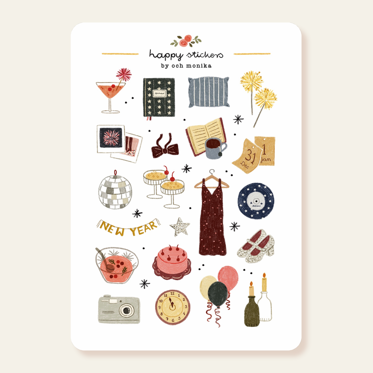 Planche de stickers - Réveillon du Nouvel An