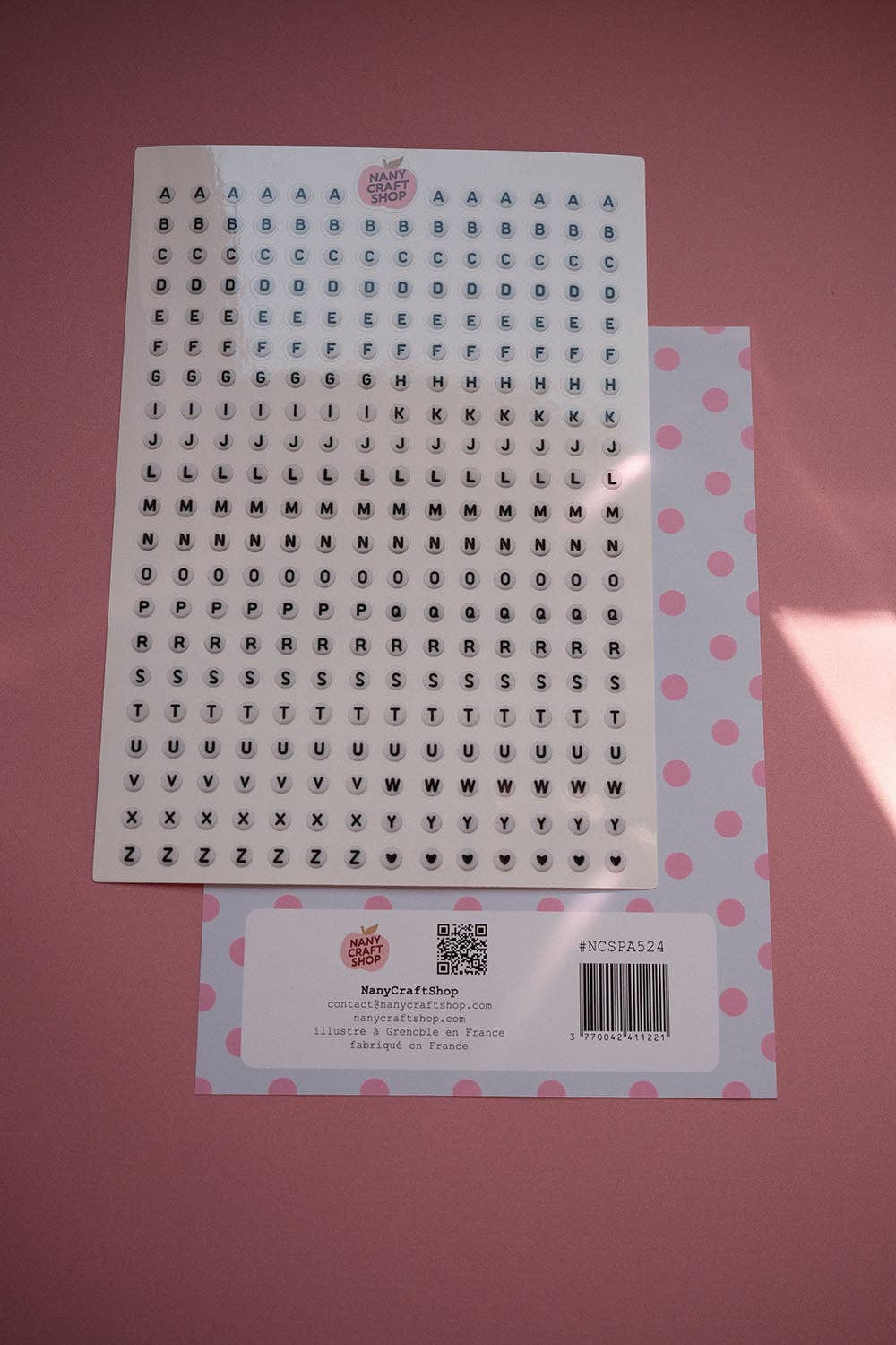 Planche de stickers - Alphabet perles