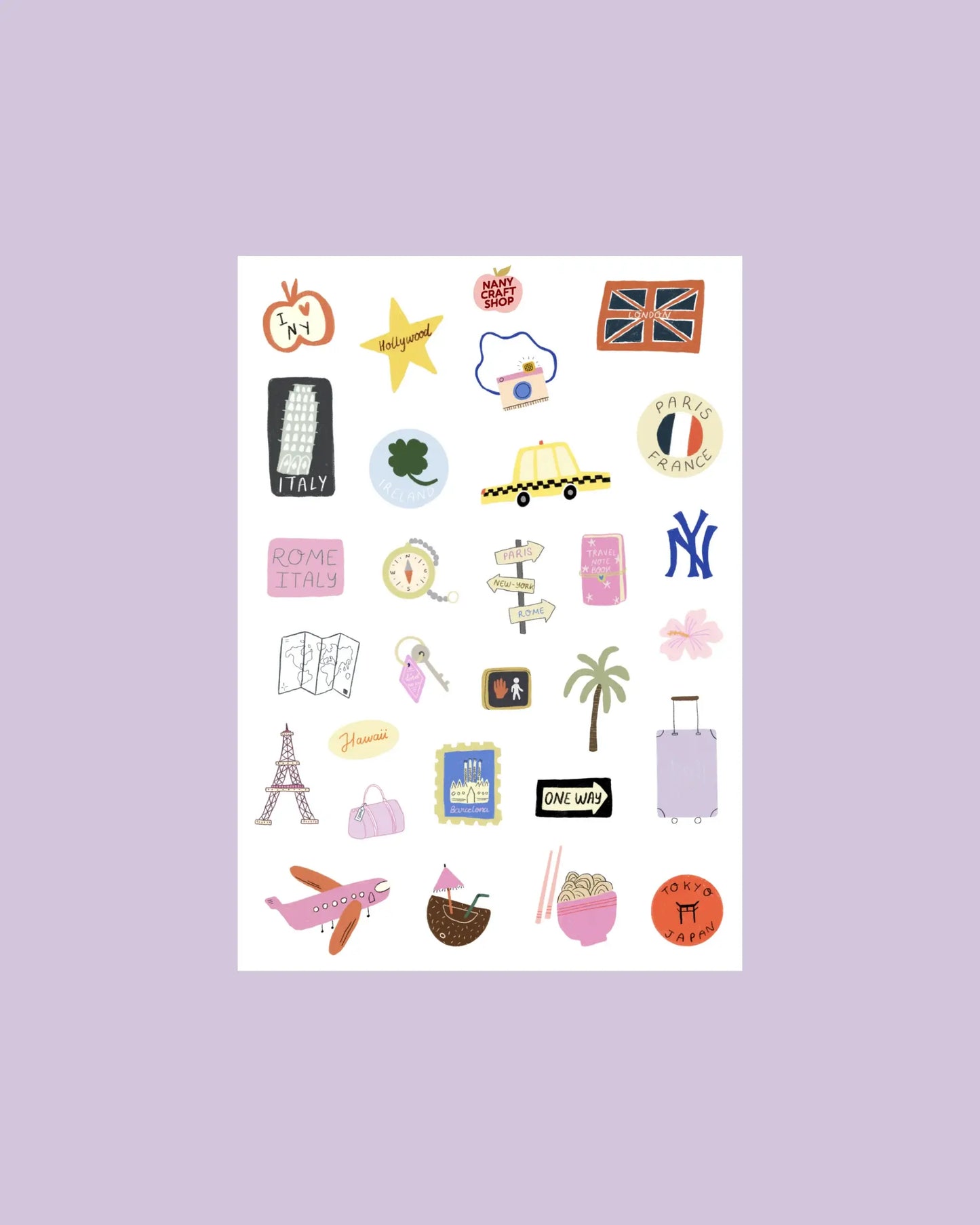 Planche de stickers - Voyages