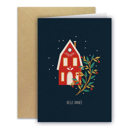 Carte de vœux - Maisonnette rouge