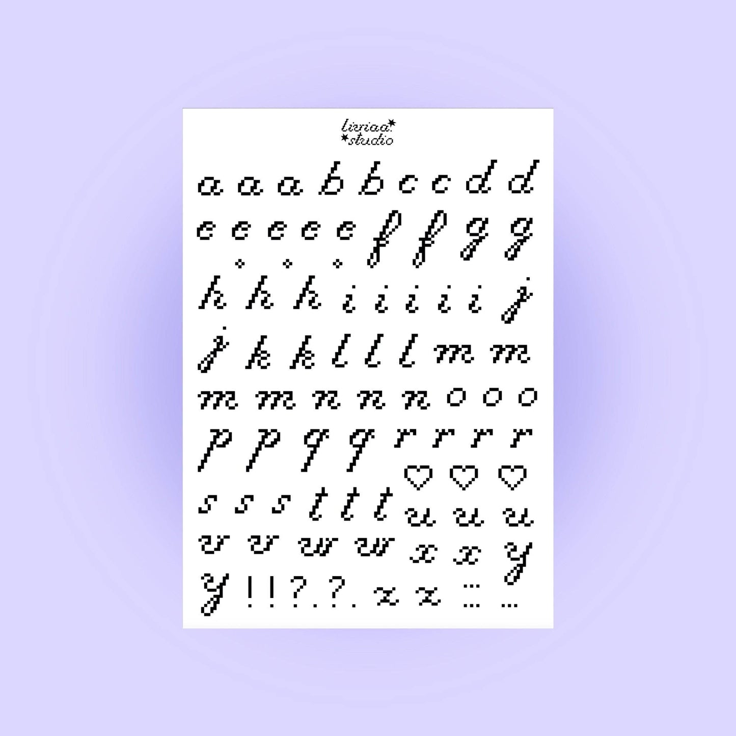Planche de stickers - Lettres pixel