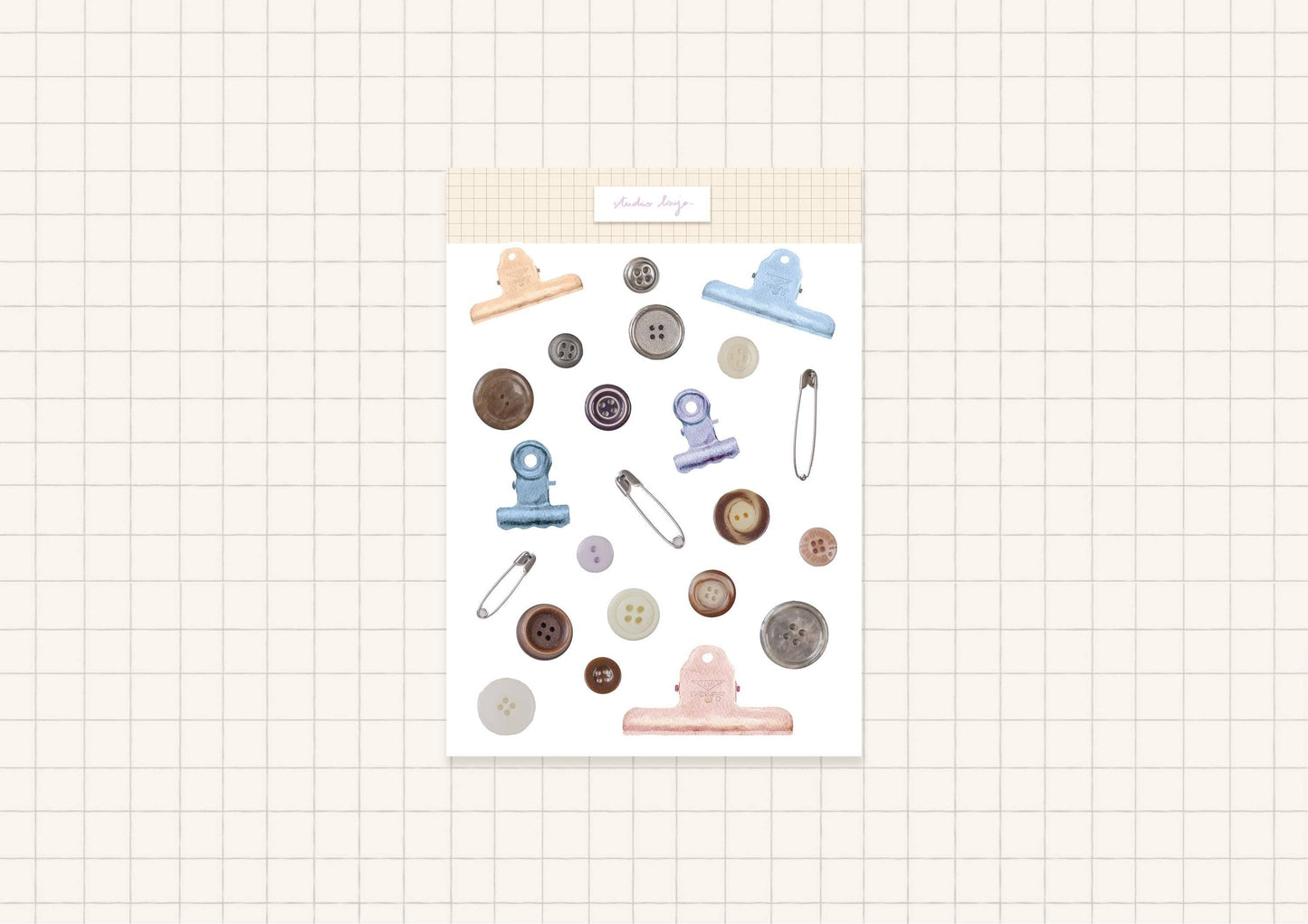 Planche de stickers - Boutons et pinces