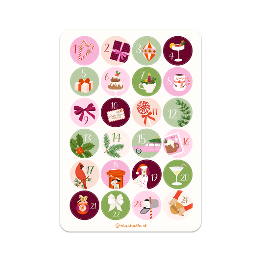 Planche de stickers - Calendrier de l'Avent